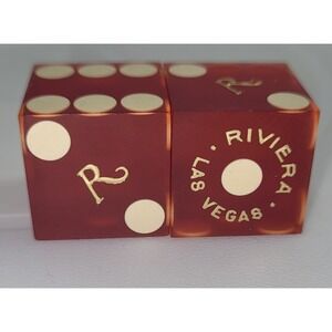 Riviera Casino Las Vegas Vintage Red Translucent Dice Pair
